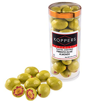 Koppers Pimento Olive Chocolate Almond, 6oz Package, with Melt Protection in India