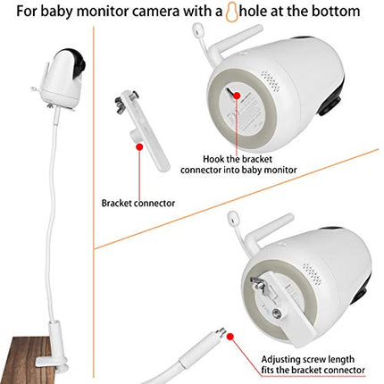 (Update Version) iTODOS Gooseneck Baby Monitor Mount for Arlo, Motorola Baby Monitor and Most Universal Monitors Camera, 27inch Length Stable and Durable Flexible gooseneck - White in India