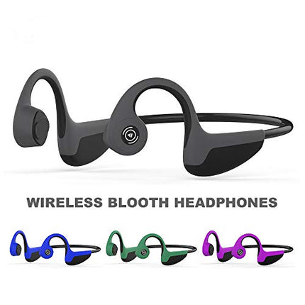 Bone Conduction Headphones Bluetooth 5.0 Open Ear Wireless Titanium HiFi Stereo with Mic Sweatproof Sports Headphones for Running Driving Cycling (Black)