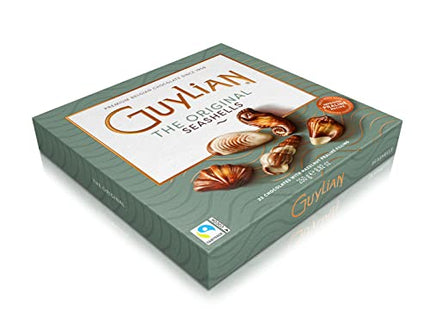 GuyLian Belgian Chocolate Gift Box, Includes Silky Smooth Sea Shell Shaped Milk Chocolates with a Creamy Hazelnut Praline Filling, 22 Count