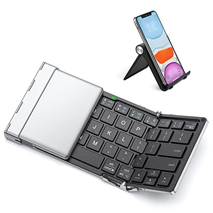 Foldable Keyboard, iClever BK03 Portable Keyboard with Stand Holder (Sync Up to 3 Devices), Full-Size Bluetooth Keyboard for iPhone, iPad, Smartphone, Laptop, Tablet in India