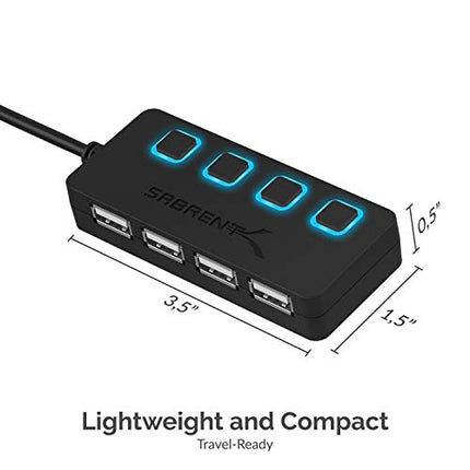 Buy SABRENT 4 Port USB 2.0 Data Hub with Individual LED lit Power Switches [Charging NOT Supported] for Mac & PC (HB-UMLS) India