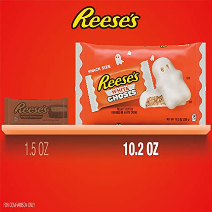 REESE'S White Creme Peanut Butter Snack Size Ghosts Candy, Halloween, 10.2 oz, Bag