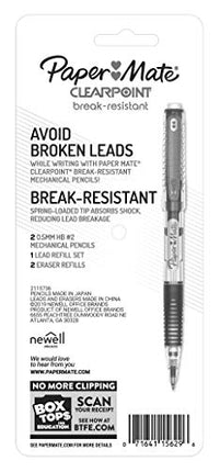 Buy Paper Mate Clearpoint Break-Resistant Mechanical Pencils, HB #2 Lead (0.5mm), 2 Pencils (Black), 1 Lead Refill Set, 2 Erasers India