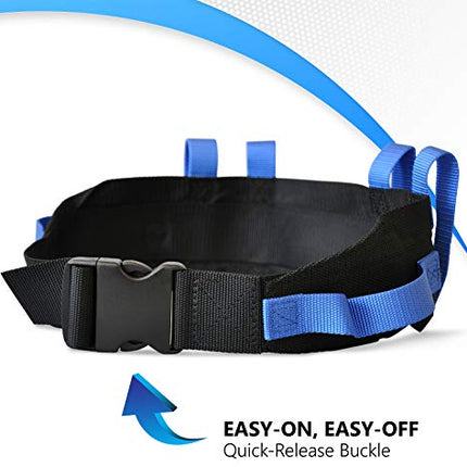 NYOrtho Transfer Gait Belt with 6 Handles - Quick Release Buckle for Elderly and Patient Care | Adjustable Size 28” to 55”
