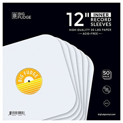 BIG FUDGE Vinyl Record Inner Sleeves 50x | Made from Heavyweight & Acid Free Paper | Album Covers with Round Corners for Easy Insert | Slim Record Jackets to Protect Your LPs & Singles | 12" in India