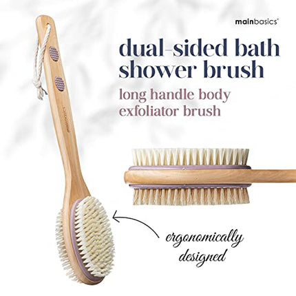 MainBasics Back Scrubber for Shower Long Handle Back Brush Dual-Sided with Exfoliating and Soft Bristles in India