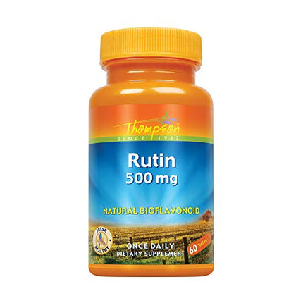 Thompson Rutin 500mg | Bioflavonoid and Antioxidant | Healthy Vascular System Support | Non-GMO & Vegan | Lab Verified | 60 Tablets