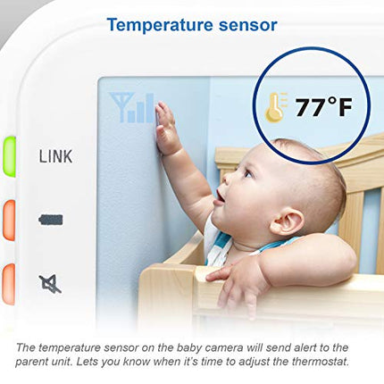 VTech Video Baby Monitor with 1000ft Long Range, Auto Night Vision, 2.8” Screen, 2-Way Audio Talk, Temperature Sensor, Power Saving Mode, Lullabies and Wall-mountable Camera with bracket, White