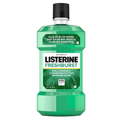 Listerine Freshburst Antiseptic Mouthwash for Bad Breath, Kills 99% of Germs That Cause Bad Breath And Fight Plaque And Gingivitis, ADA Accepted Mouthwash, Spearmint, 1 L