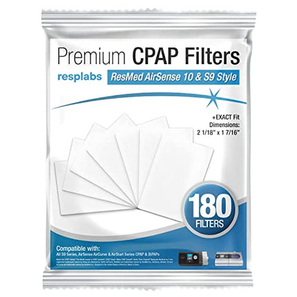 resplabs CPAP Filters - Compatible with The ResMed AirSense 10 Machine - 180 Filter Pack
