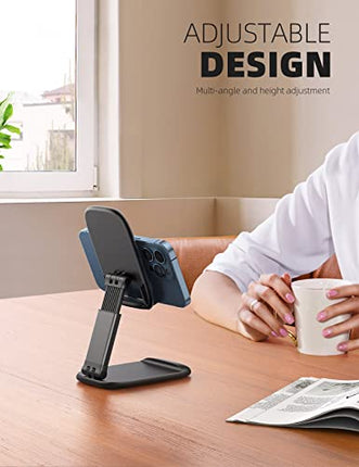 Lamicall Foldable Phone Stand for Desk - Height Adjustable Cell Phone Holder Portable Cellphone Cradle Desktop Dock Compatible with iPhone 13 Pro Max Mini, 12 11 XR X 8 7 6 Plus SE, 4-8'' Smartphone