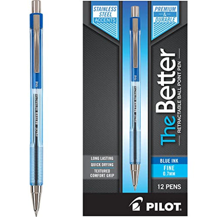 Buy PILOT The Better Ball Point Pen Refillable & Retractable Ballpoint Pens, Fine Point, Blue Ink, 12-Pack (30001) India