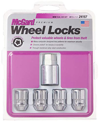 Buy McGard 24157 Chrome Cone Seat Wheel Locks (M12 x 1.5 Thread Size) - 4 Locks / 1 Key India