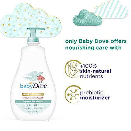 Baby Dove Sensitive Skin Care Baby Wash For Baby Bath Time Fragrance Free Moisture Fragrance Free and Hypoallergenic, Washes Away Bacteria 20 oz in India