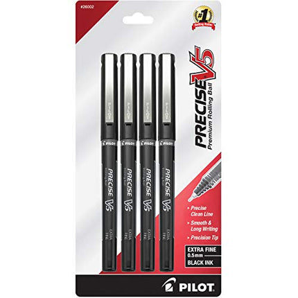 Buy PILOT Precise V5 Stick Liquid Ink Rolling Ball Stick Pens, Extra Fine Point (0.5mm) Black Ink, 4-Pack (26002) India