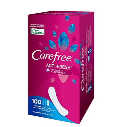 Buy Carefree Acti-Fresh Pantiliners, Extra Long Flat, Unscented, 100 Count (Pack of 1) in India India
