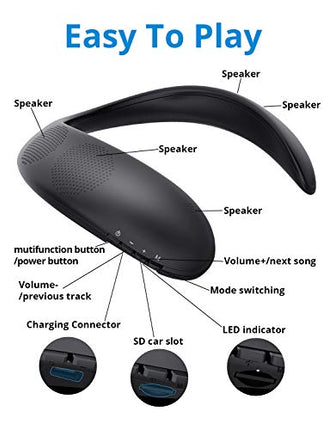 Neckband Portable Bluetooth Speakers, Bluedio HS Wireless Wearable Personal Body Speaker w/FM Radio/Micro SD Card, Lightweight Outdoor Sound Box Private Music for Cycling, Hiking, Handsfree Phone Call