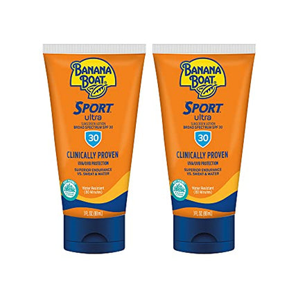 Banana Boat Sport Ultra SPF 30 Sunscreen Lotion, 3oz | Travel Size Sunscreen, Banana Boat Sunscreen SPF 30 Lotion, Oxybenzone Free Sunscreen, Sunblock Lotion Sunscreen SPF 30, 3oz each Twin Pack in India
