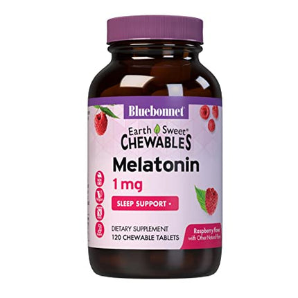 Bluebonnet Nutrition Earth Sweet Chewables Melatonin, Raspberry 120 Chews 1 mg in India