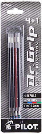 Buy PILOT Dr. Grip 4+1 Multi-Function Ballpoint Ink Refills, Fine Point, Black/Red/Blue/Green Inks In India.