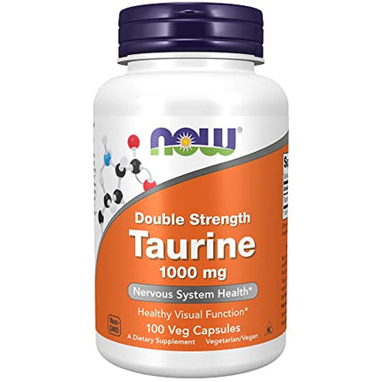 Buy NOW Supplements, Taurine 1,000 mg, Double Strength, Nervous System Health*, 100 Veg Capsules in India India