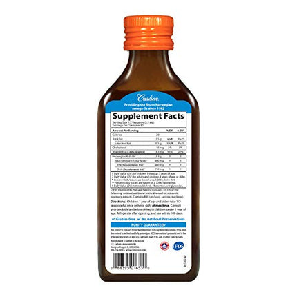 Buy Carlson - Kid's The Very Finest Fish Oil, 800 mg Omega-3s, Norwegian, Sustainably Sourced, Orange, 200 mL in India India