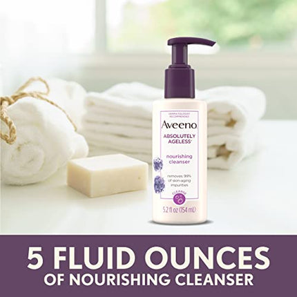 Aveeno Absolutely Ageless Nourishing Daily Facial Cleanser, Antioxidant-Rich Blackberry Extract, Non-Comedogenic Makeup-Removing Face Wash from Dermatologist-Recommended Brand, 5.2 fl. oz