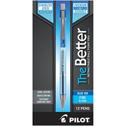 Buy PILOT The Better Ball Point Pen Refillable & Retractable Ballpoint Pens, Fine Point, Blue Ink, 12-Pack (30001) India