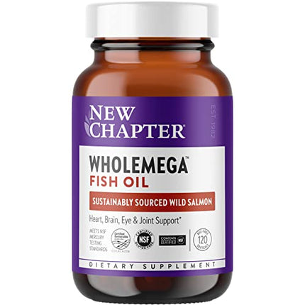 New Chapter Wholemega Fish Oil Supplement Wild Alaskan Salmon Oil with Omega-3 + Astaxanthin + Sustainably Caught Packaging May Vary, 120 Count in India