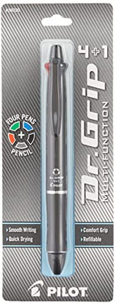 Buy Pilot Dr. Grip 4+1 Multifunction Ballpoint Pen + Pencil, Assorted Color Inks, Black Barrel, 1-Pack (36220) India