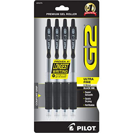 Buy PILOT G2 Premium Refillable & Retractable Rolling Ball Gel Pens, Ultra Fine Point, Black Ink, 4-Pack (31275) India