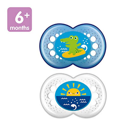 MAM Baby Pacifier 6+ Months, Best for Breastfed Babies, ‘Crystal' Design Collection, Boy, 2 Count