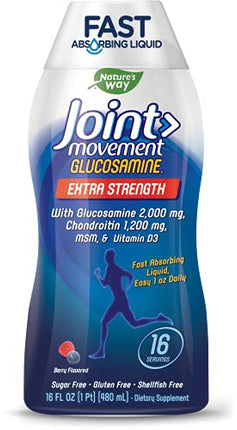 Nature's Way Joint Movement Glucosamine Fast Absorbing Liquid, 16 Day Supply, 16 Oz, Berry Flavor