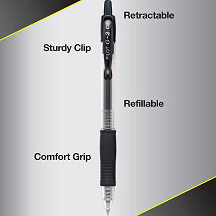Buy Pilot G2 Retractable Gel Roller Ball Pen with 0.5mm Extra Fine Point, Black Ink, 12-Pieces (31002) India