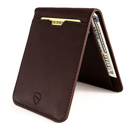 Vaultskin MANHATTAN Slim Minimalist Bifold Wallet and Credit Card Holder with RFID Blocking and Ideal for Front Pocket (Brown)