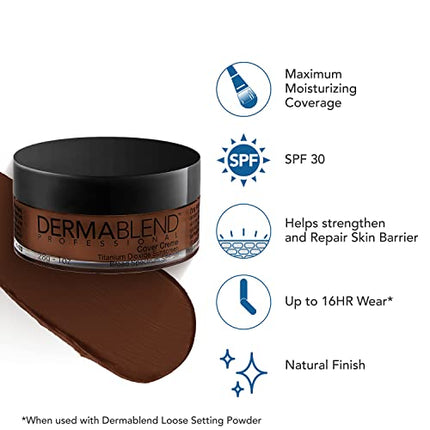 Dermablend Cover Creme High Coverage Foundation with SPF 30, 90N Deep Brown, 1 Oz.
