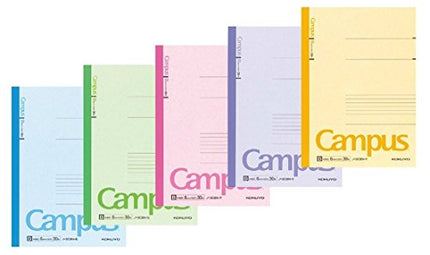 Kokuyo Campus Notebook, B 6mm(0.24in) Ruled, Semi-B5, 30 Sheets, 35 Lines, Pack of 5, 5 Colors, Japan Improt (NO-3CBNX5) in India