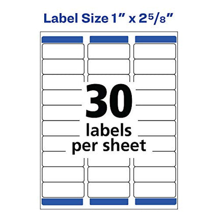Avery Easy Peel Address Label size 1''*2-5/8 inch and 30 labels per sheet