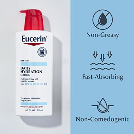 Buy Eucerin Daily Hydration Lotion - Light-weight Full Body Lotion for Dry Skin - 16.9 fl. oz. Pump Bottle (Pack of 3) in India India