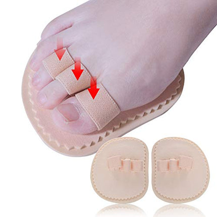 Toe Splint & Straightener, Adjustable Loops Hammer Toe Correctors Brace w/ Slip-on Cushion Metatarsal Pads for Claw Curled & Crooked Toes - Support Guard for Pre Post Surgery (3 loops one pair)