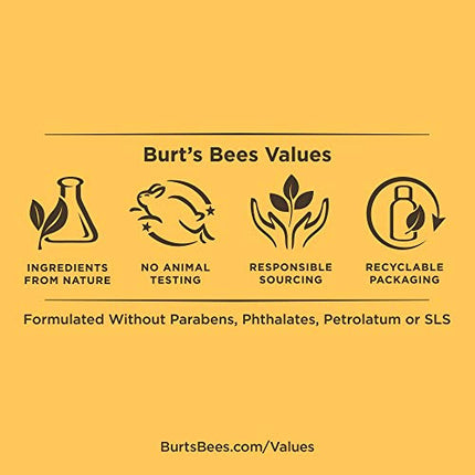 Burt's Bees lip Balm Values are recyclable packaging, Responsible sourcing, no animal testing, ingredients from nature