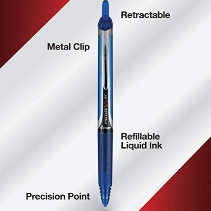 PILOT Precise V5 RT Refillable & Retractable Liquid Ink Rolling Ball Pens, Extra Fine Point (0.5mm) Blue Ink, 12-Pack (26063)
