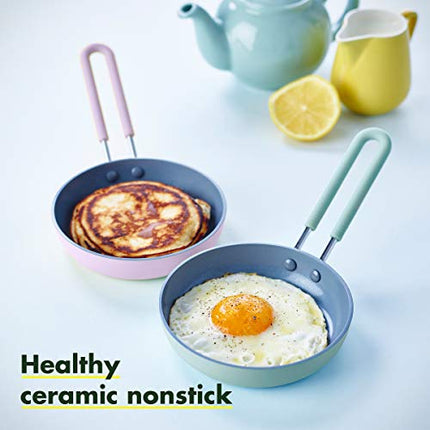 GreenPan Mini Healthy Ceramic Nonstick, 5" Round Egg Pan, Dishwasher Safe, PFAS-Free, Stay Cool Handle, Mint Green
