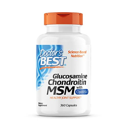 Doctor's Best Glucosamine Chondroitin MSM with OptiMSM, Supports Healthy Joint Structure, Function, & Comfort, Non-GMO, Gluten Free, Soy Free, 360 Count in India