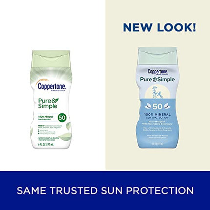 Buy Coppertone Pure and Simple Zinc Oxide Mineral Sunscreen Lotion SPF 50, Body Sunscreen, Water Res. in India