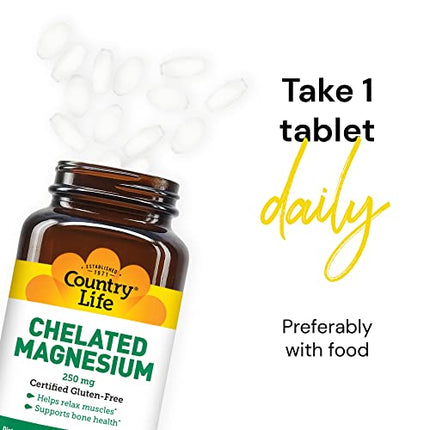 Buy Country Life - Chelated Magnesium, 250 mg, 180 Tablets India