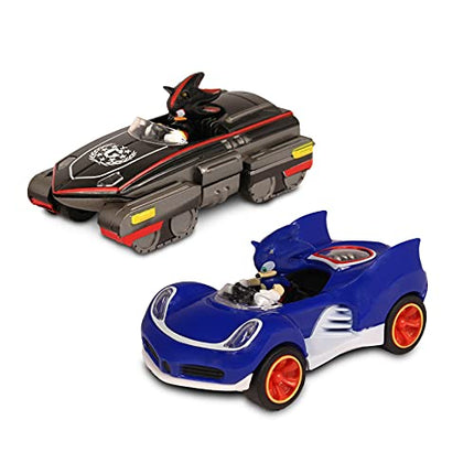 NKOK Sonic Transformed All-Stars Racing Pull Back Action: Shadow and Sonic Hedgehog, Two Vehicles, Video Game Legends, No Batteries Required, Pull Back – Release - and Watch it go
