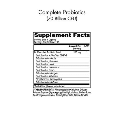 Dr. Mercola Complete Probiotics (70 Billion CFU) Dietary Supplement, 90 Servings (90 Capsules), Digestive Health Support, Non GMO, Soy Free, Gluten Free in India