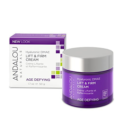 Andalou Naturals Hyaluronic Dmae Lift Firm Skin Cream, Face Moisturizer with Anti Aging Antioxidants, Hydrating, Helps Reduce Fine Lines and Wrinkles, 1.7 Ounce
